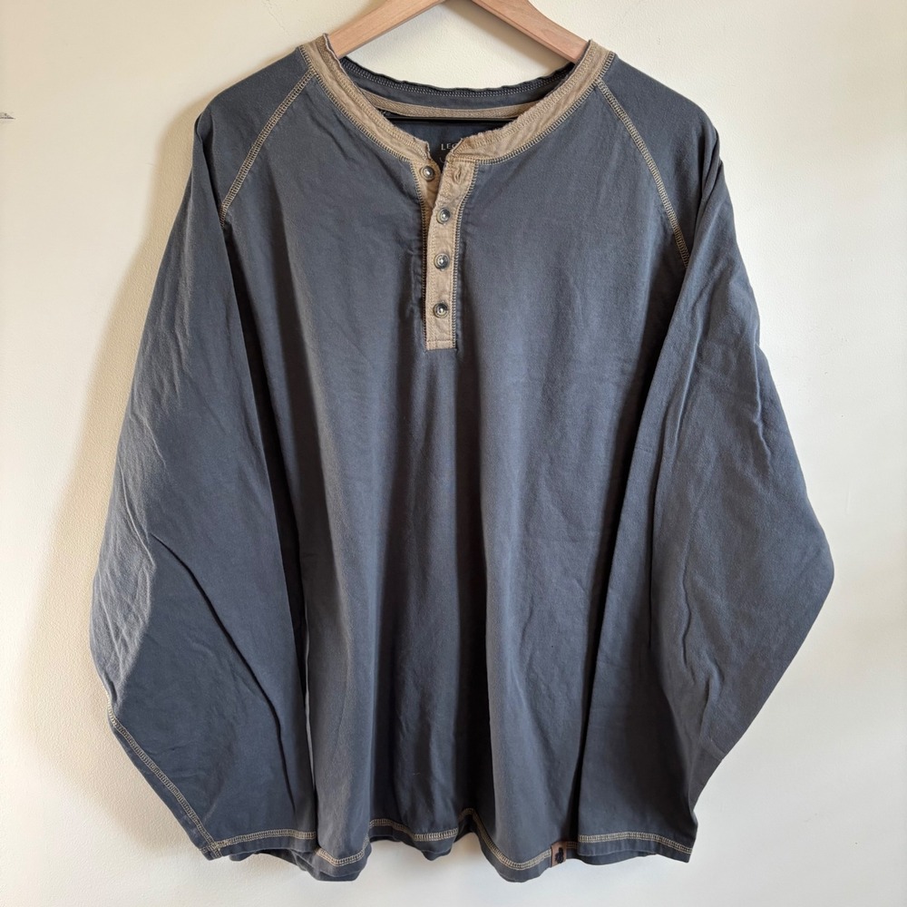 Legendary Whitetails Mens 2XL Gray Long Sleeve Henley Shirt Cotton POLW-2746